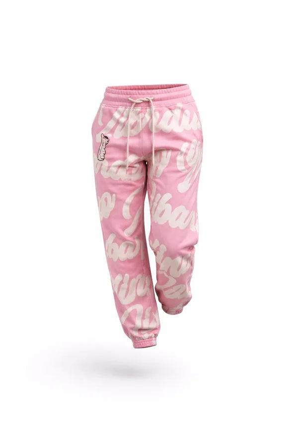 PANTALON LIBARDINO SUDADERA ESTAMPADA LETRAS ROSADA
