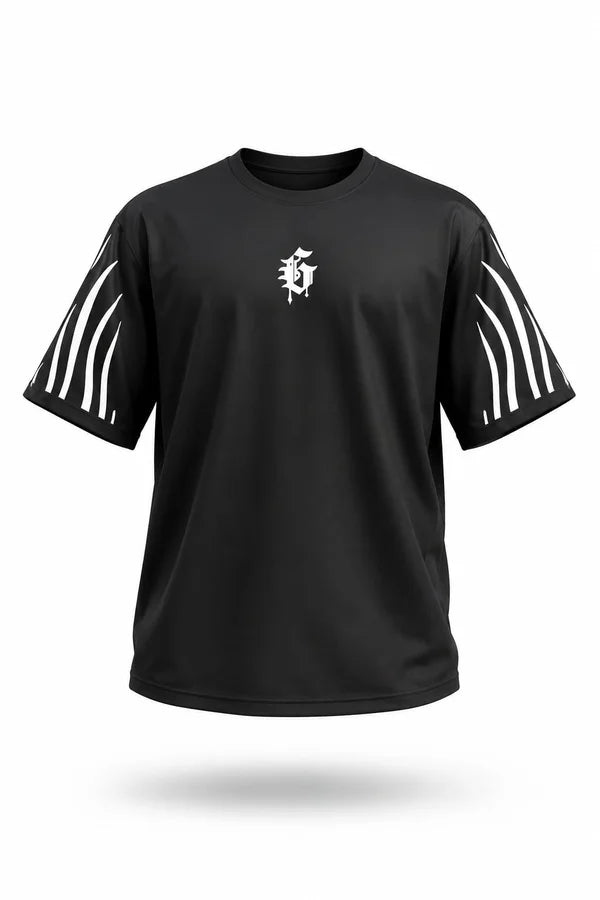 CAMISA OVERSIZE NEGRA PERSONALIZADA ESPALDA Y BRAZOS