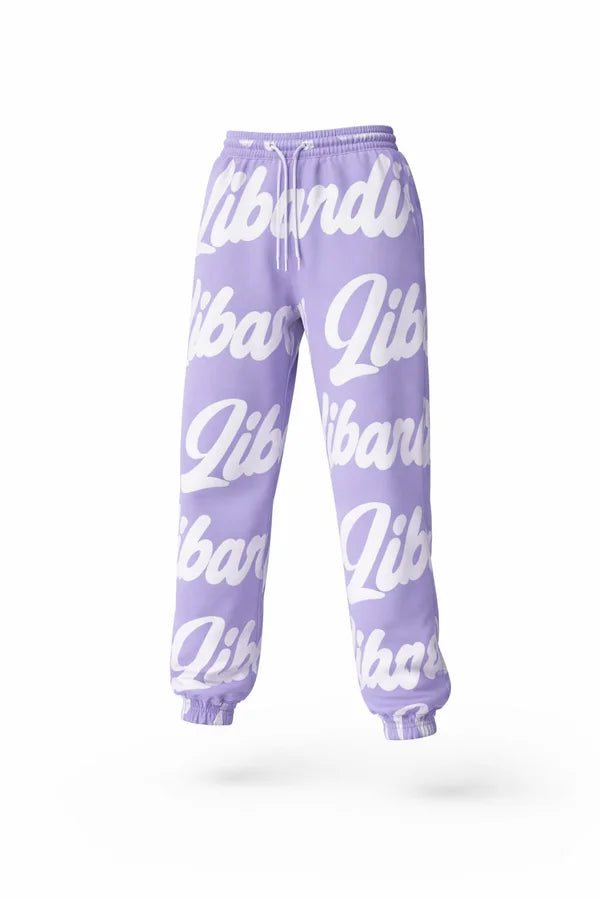PANTALON LIBARDINO SUDADERA ESTAMPADA LETRAS LILA