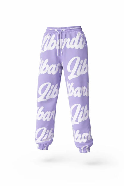 PANTALON LIBARDINO SUDADERA ESTAMPADA LETRAS LILA