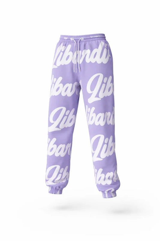 PANTALON LIBARDINO SUDADERA ESTAMPADA LETRAS LILA