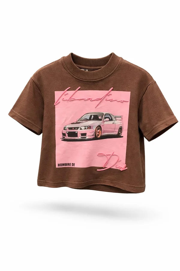 CAMISA LIBARDINO NIÑO OVERSIZE CARRO CAFE