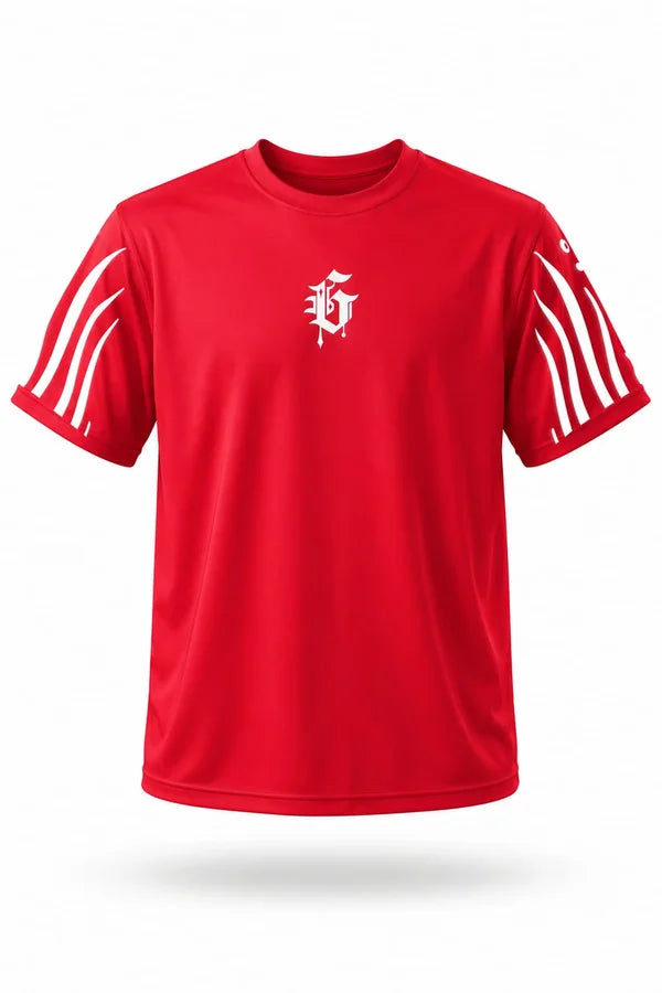CAMISA OVERSIZE ROJA PERSONALIZADA BRAZOS Y ESPALDA