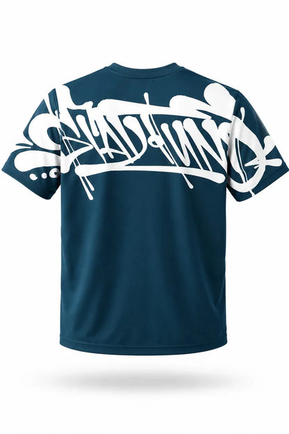 CAMISA OVERSIZE AZUL PERSONALIZADA ESPALDA