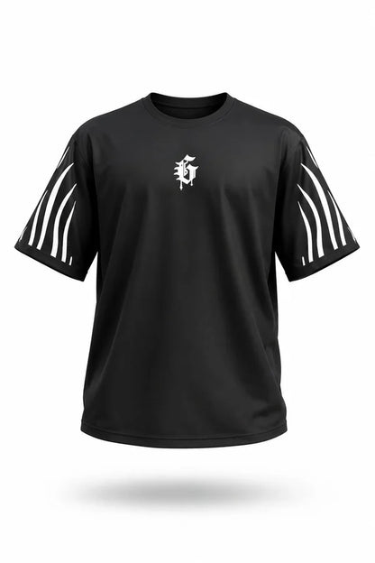CAMISA OVERSIZE NEGRA PERSONALIZADA ESPALDA Y BRAZOS