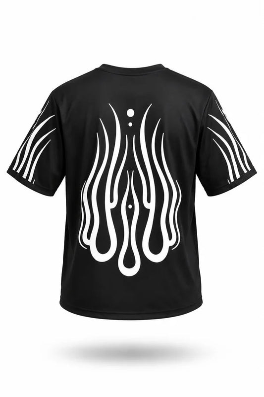 CAMISA OVERSIZE NEGRA PERSONALIZADA ESPALDA Y BRAZOS