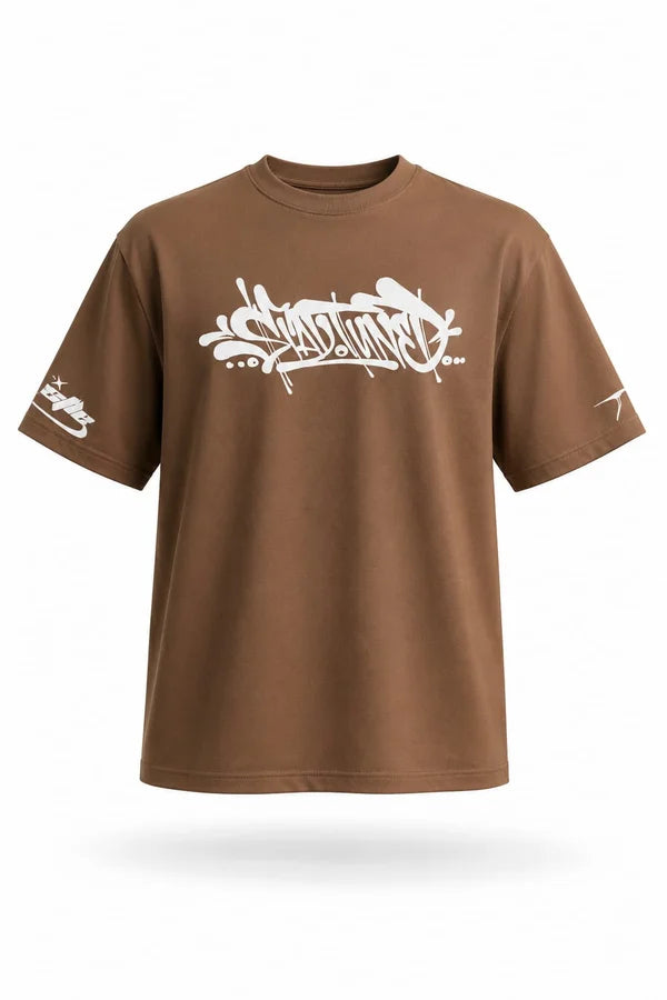 CAMISA OVERSIZE CAFE PERSONALIZADA PECHO