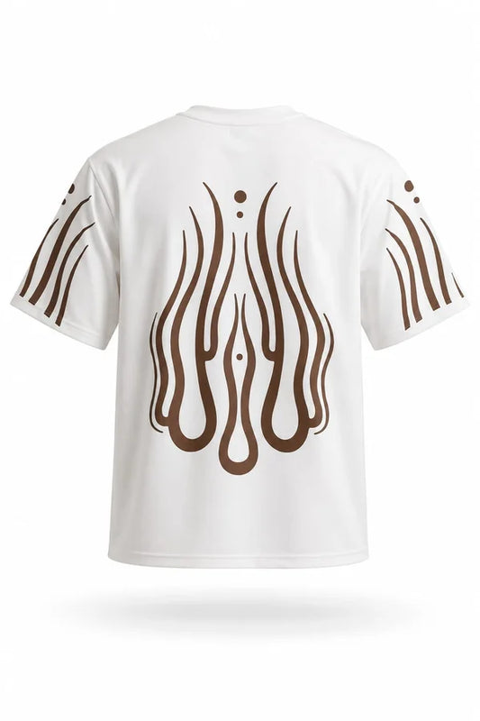 CAMISA OVERSIZE BEIGE PERSONALIZADA ESPALDA Y BRAZOS