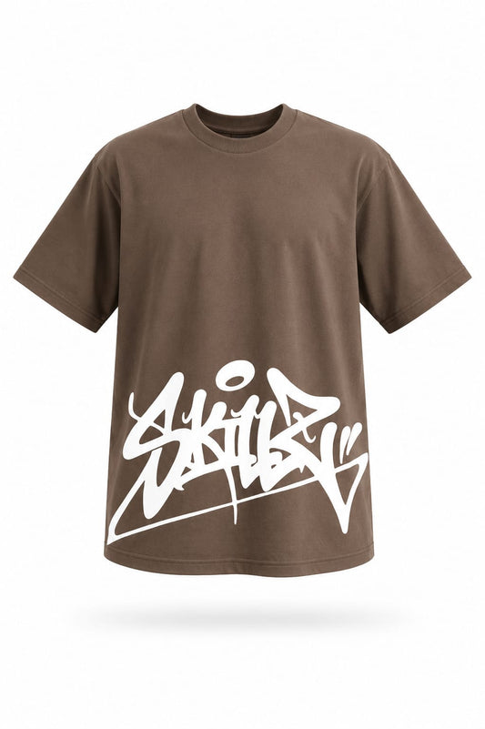 CAMISA OVERSIZE CAFE PERSONALIZADA FRENTE