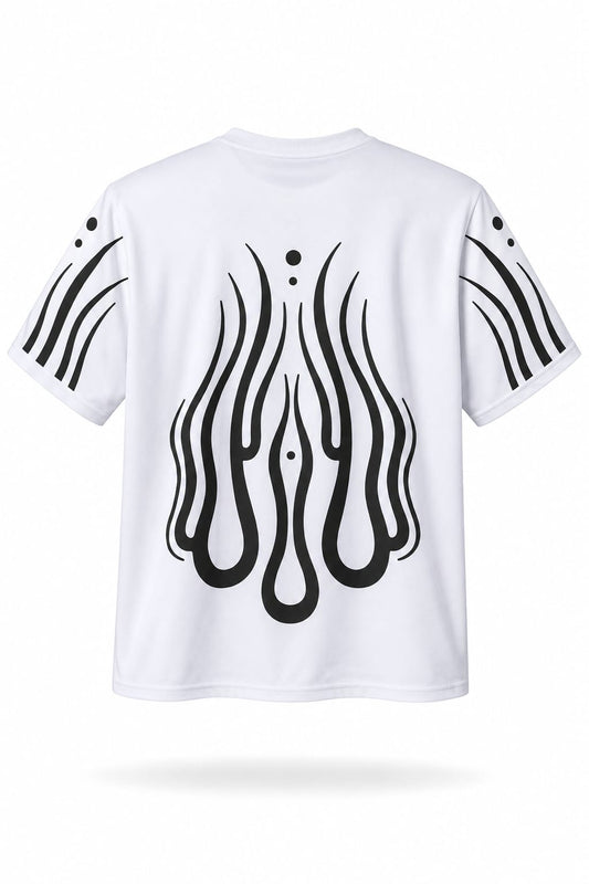 CAMISA OVERSIZE BLANCA PERSONALIZADA ESPALDA Y BRAZOS