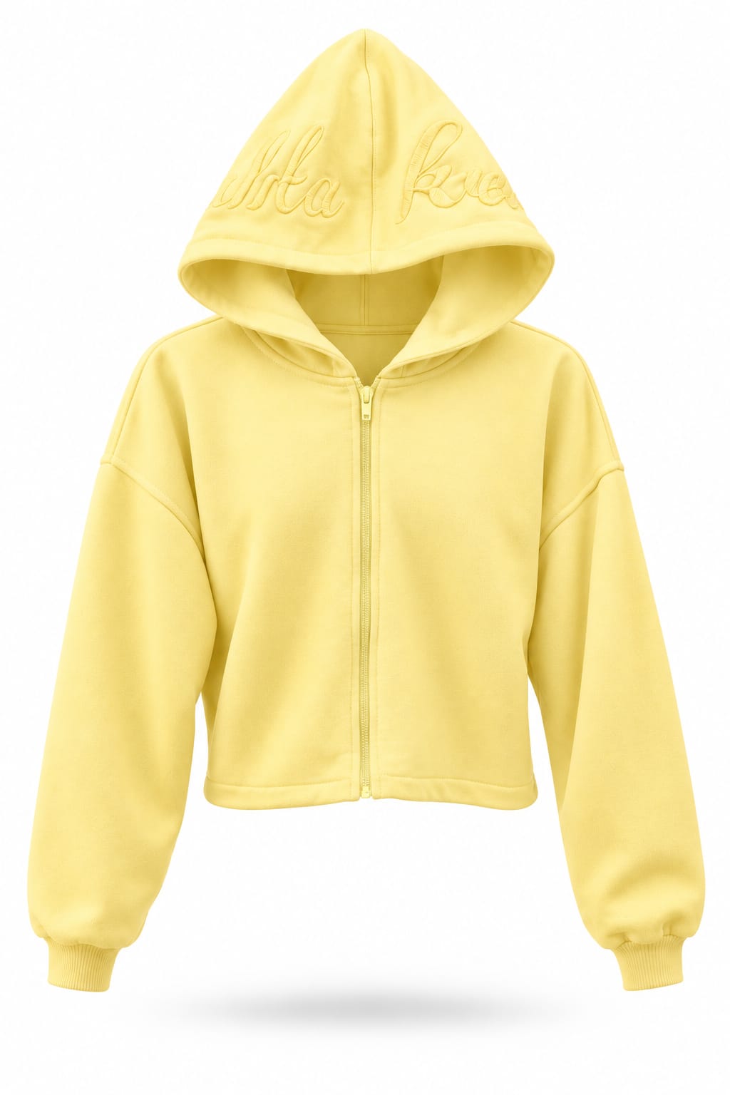 BUZO DAMA AMARILLO PASTEL PERSONALIZADO CIERRE