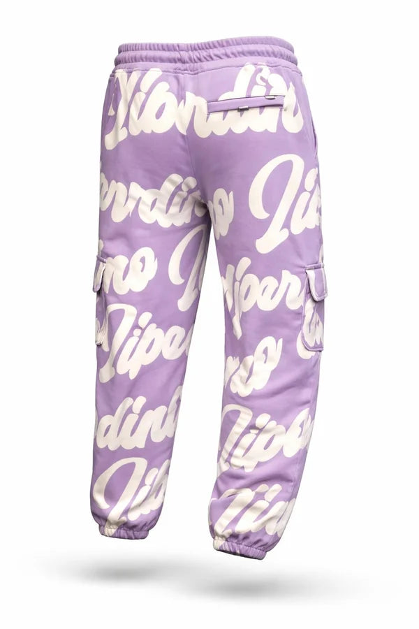 PANTALON LIBARDINO SUDADERA ESTAMPADA LETRAS LILA