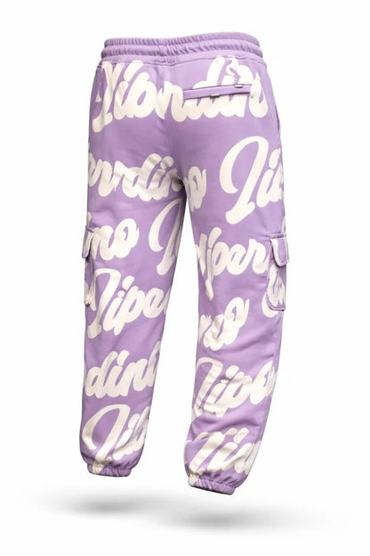 PANTALON LIBARDINO SUDADERA ESTAMPADA LETRAS LILA